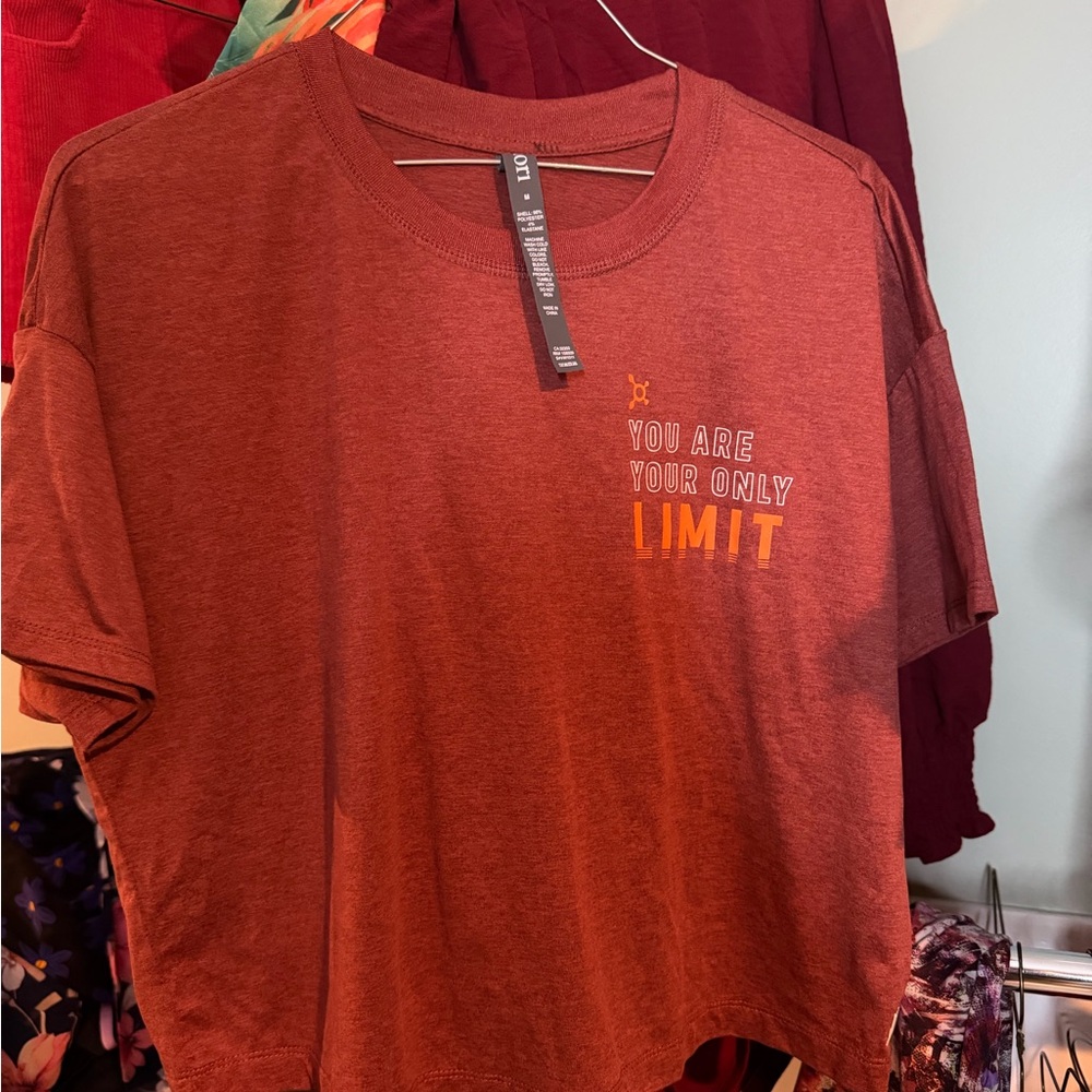 Vuori Rust Red Graphic Tee with Orange Accents